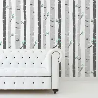 Walplus muursticker Berkenbomen 180 x 120 cm PVC grijs 4 delig