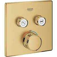 GROHE Inbouwkraan Grohtherm Smart Control Thermostaatkraan met 3-weg Omstelling Vierkant Cool Sunrise Geborsteld