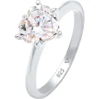 Elli - Elli Ringen Dames Hart Solitaire Verloving Liefde met Zirkoniasteen in verguld 925 Sterling Zilver