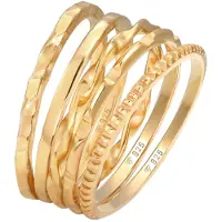 Elli - Elli Ringen Dames Stacking Ringen Set van 5 Basic Minimal Filigraan Trend in 925 Sterling Zilver