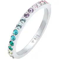 Elli Ring 'Rainbow' smaragd / lichtlila / lichtroze / zilver