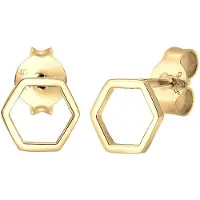 Elli Oorbellen Hexagon geo trend minimalistisch filigraan verguld 925 zilver