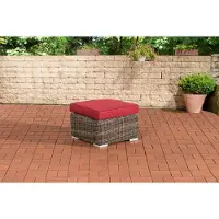 CLP Polyrattan hocker Bilbao / Madeira grijs gevlekt robijnrood