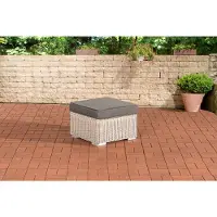 CLP Polyrattan hocker Bilbao / Madeira parelwit ijzerachtig grijs