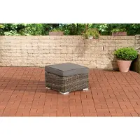 CLP Polyrattan hocker Bilbao / Madeira grijs gevlekt ijzerachtig grijs
