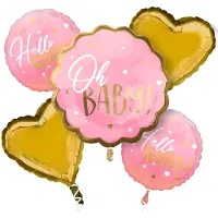 Partyking folieballonpakket Baby Girl meisjes roze 5-delig