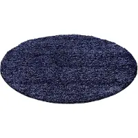 Muratap Basic shaggy vloerkleed donker blauw hoogpolig- 120 cm rond