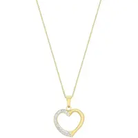 Lucardi Dames 9 Karaat bicolor ketting met hanger open hart - Ketting - 9 Karaat - Zilver- en Goudkleurig - 46 cm