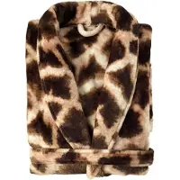 Zohome Giraffe Badjas Lang - Flanel Fleece - Maat L - Brown - Badjas Dames - Badjas Heren