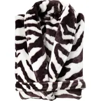 Zohome Zebra Badjas Lang - Flanel Fleece - Maat S - Brown - Badjas Dames - Badjas Heren