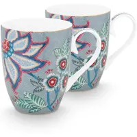 Pip studio Mok Flower Festival Light Blue 350 ml (2-Delig)
