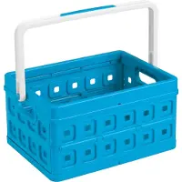 Sunware Square vouwkrat met handgreep 24 liter blauw/wit