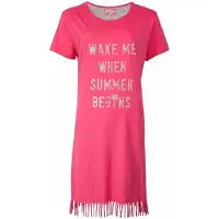 Irresistible Dames Nachthemd - 100% Katoen - Franjes - Roze - Maat L