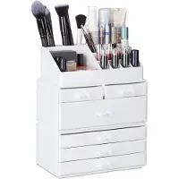 Relaxdays 1x make up organizer 6 lades - acryl cosmeticahouder wit - make-up cosmetica