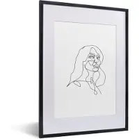 PosterMonkey Fotolijst incl. Poster - Line art - Vrouw - Gezicht - 30x40 cm - Posterlijst