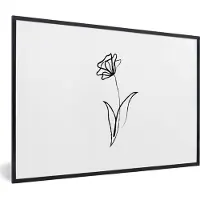 PosterMonkey Fotolijst incl. Poster - Line art - Tulpen - Minimalisme - 60x40 cm - Posterlijst