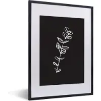 PosterMonkey Fotolijst incl. Poster - Line art - Planten - Botanisch - 30x40 cm - Posterlijst