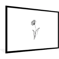 PosterMonkey Fotolijst incl. Poster - Line art - Tulpen - Minimalisme - 120x80 cm - Posterlijst