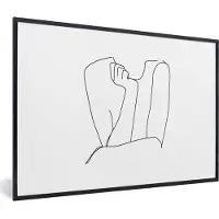 PosterMonkey Fotolijst incl. Poster - Line art - Vrouw - Zwart - Wit - 60x40 cm - Posterlijst