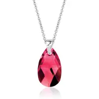 Montebello Ketting Jan DZ512 - Swarovski Druppel - 925 Zilver Gerhodineerd - 16mm - 50cm