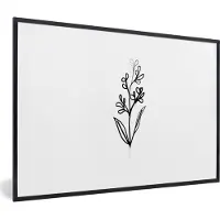 PosterMonkey Fotolijst incl. Poster - Planten - Bloem - Line art - 90x60 cm - Posterlijst