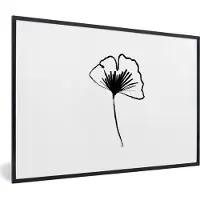 PosterMonkey Fotolijst incl. Poster - Line art - Bloemen - Zwart - Wit - 60x40 cm - Posterlijst - Kerstversiering - Kerstdecoratie voor binnen - Kerstmis