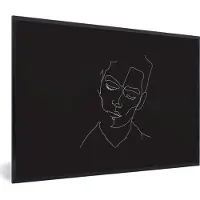 PosterMonkey Fotolijst incl. Poster - Line art - Man - Zwart - Wit - 60x40 cm - Posterlijst