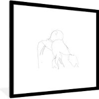 PosterMonkey Fotolijst incl. Poster - Relatie - Line art - Koppel - 40x40 cm - Posterlijst