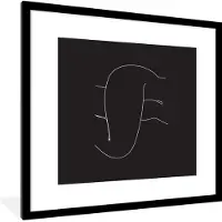 PosterMonkey Fotolijst incl. Poster - Vrouw - Zwart - Wit - Line art - 40x40 cm - Posterlijst