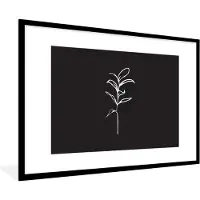 PosterMonkey Fotolijst incl. Poster - Planten - Line art - Zwart - 120x80 cm - Posterlijst