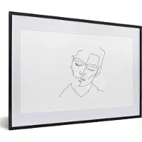 PosterMonkey Fotolijst incl. Poster - Man - Portret - Line art - 60x40 cm - Posterlijst