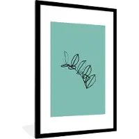 PosterMonkey Fotolijst incl. Poster - Planten - Line art - Groen - 60x90 cm - Posterlijst