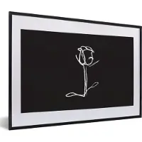 PosterMonkey Fotolijst incl. Poster - Bloemen - Rozen - Line art - 60x40 cm - Posterlijst