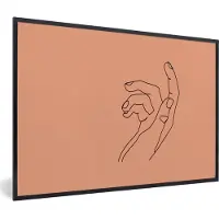 PosterMonkey Fotolijst incl. Poster - Handen - Line art - Minimalisme - 120x80 cm - Posterlijst