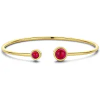 CO88 Collection 8CB-90900 Stalen Armband - Dames - Bangle - Jaspis - Rood - 4 en 6 mm Doorsnee - Armband - 58 x 49 mm - 2 mm Dikte - Staal - Goudkleurig