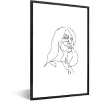 PosterMonkey Fotolijst incl. Poster - Line art - Vrouw - Gezicht - 80x120 cm - Posterlijst