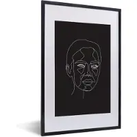 PosterMonkey Fotolijst incl. Poster - Line art - Vrouwen - Hoofd - 40x60 cm - Posterlijst