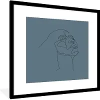 PosterMonkey Fotolijst incl. Poster - Vrouwen - Line art - Gezicht - 40x40 cm - Posterlijst