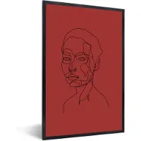 PosterMonkey Fotolijst incl. Poster - Vrouwen - Hoofd - Line art - 60x90 cm - Posterlijst
