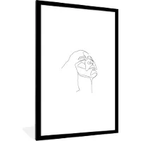 PosterMonkey Fotolijst incl. Poster - Vrouwen - Zwart - Wit - Line art - 60x90 cm - Posterlijst