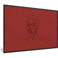 PosterMonkey Fotolijst incl. Poster - Line art - Vrouw - Minimalisme - 60x40 cm - Posterlijst