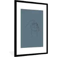PosterMonkey Fotolijst incl. Poster - Vrouw - Gezicht - Line art - 60x90 cm - Posterlijst