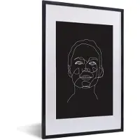 PosterMonkey Fotolijst incl. Poster - Line art - Gezicht - Vrouw - 40x60 cm - Posterlijst
