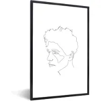 PosterMonkey Fotolijst incl. Poster - Man - Line art - Zwart - Wit - 40x60 cm - Posterlijst