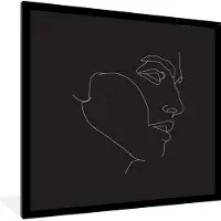 PosterMonkey Fotolijst incl. Poster - Man - Gezicht - Line art - 40x40 cm - Posterlijst