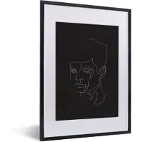 PosterMonkey Fotolijst incl. Poster - Man - Zwart - Wit - Line art - 30x40 cm - Posterlijst