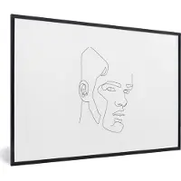 PosterMonkey Fotolijst incl. Poster - Man - Line art - Minimalisme - 30x20 cm - Posterlijst