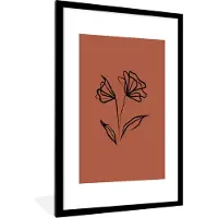 PosterMonkey Fotolijst incl. Poster - Rozen - Bloemen - Line art - 60x90 cm - Posterlijst