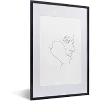 PosterMonkey Fotolijst incl. Poster - Line art - Man - Zwart - Wit - 40x60 cm - Posterlijst