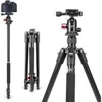 Zomei Professioneel Lichtgewicht DSLR Camerastatief - Universeel Fotostatief voor Fotografie – Aluminium Tripod Zwart 161CM